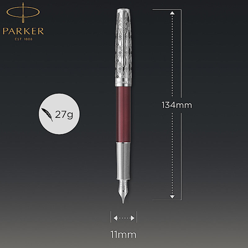 Parker Sonnet Premium Metal & Red Lacquer CT 18K Nib