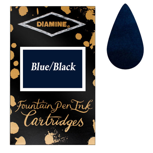 Cartuchos de tinta Diamine azul y negro, paquete de 18