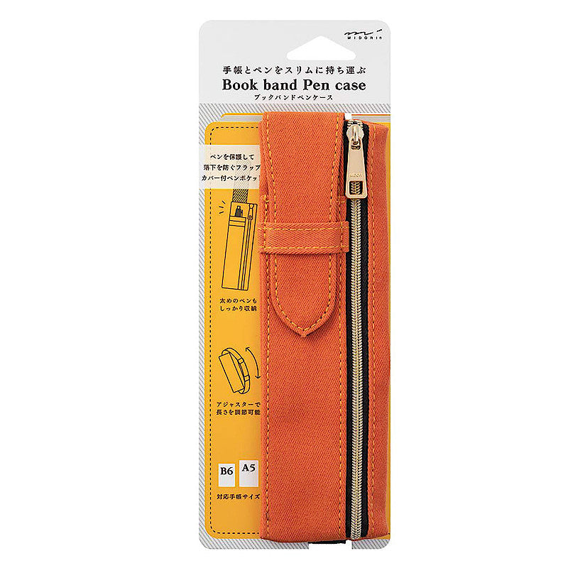 Midori Book Band Pen Case. Orange
