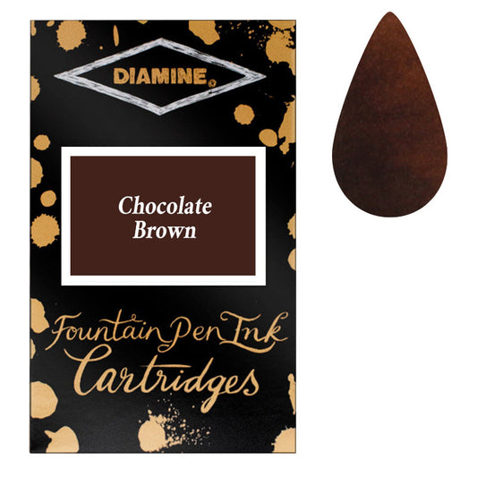 Diamine Cartridges Chocolate Brown Ink, Pack of 18