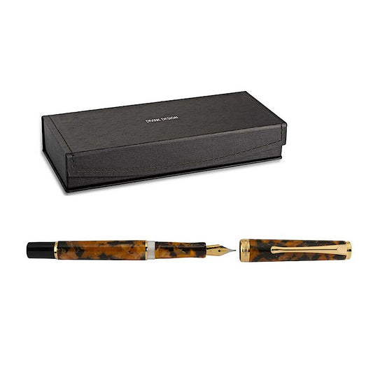 DD BERLIN Amber Resin 1920 Gold Trims Fountain Pen