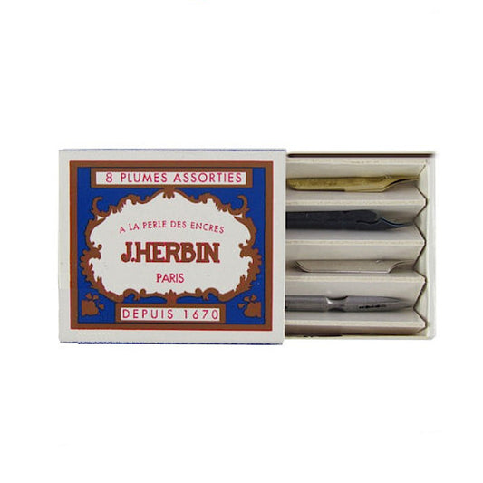 J. Herbin Box mit 8 verschiedenen Federn