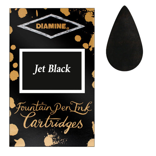 Diamine Cartridges Jet Black Ink, Pack of 18
