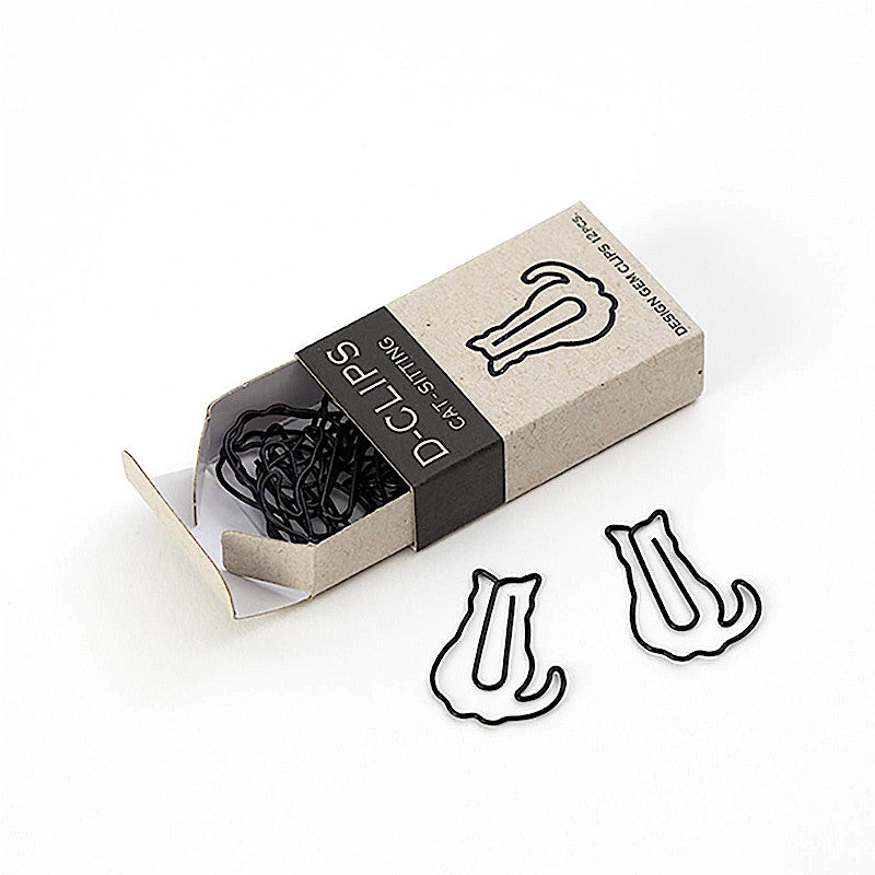 Midori D-Clips Mini Box Sitting Cat, 12 pcs.