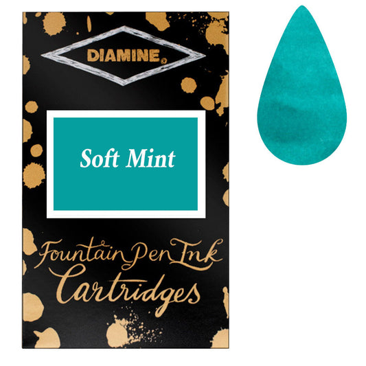 Diamine Cartridges Soft Mint Ink, Pack of 18