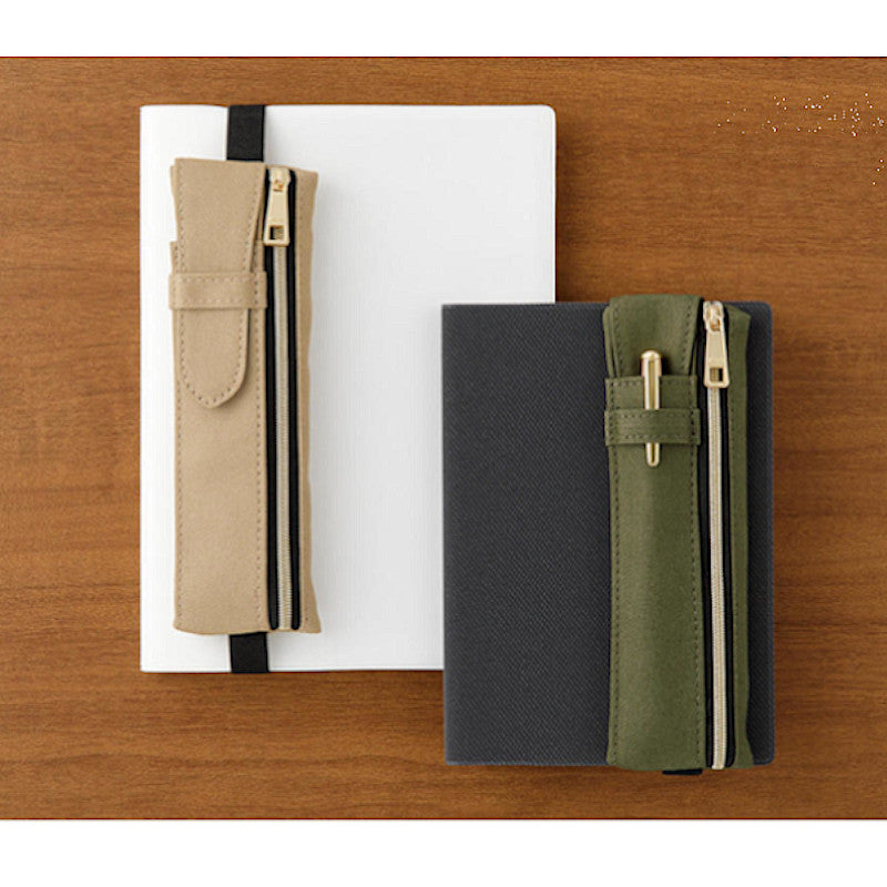 Midori Book Band Pen Case. Khaki