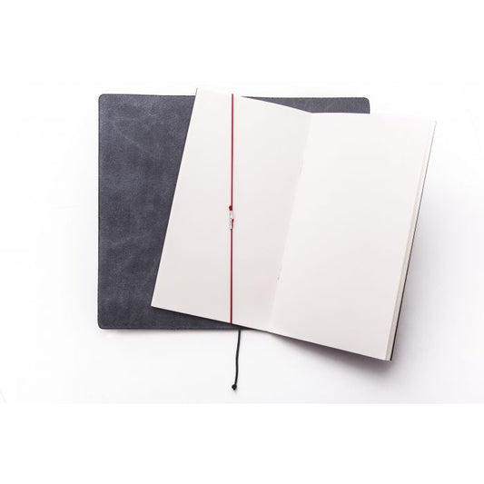Cuaderno Traveler Cuero Negro/Caucho Rojo