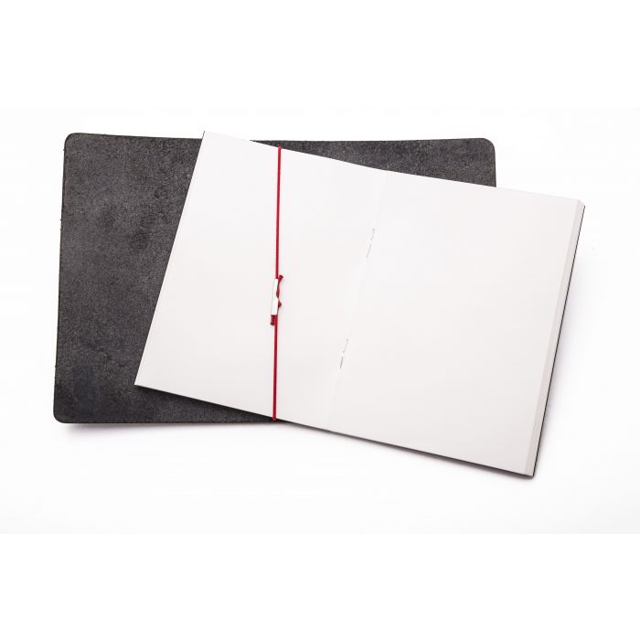Reisepass-Notizbuch aus schwarzem Leder/rotem Gummi