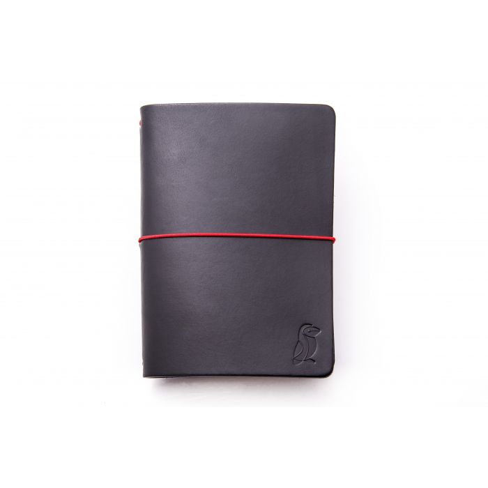 Passport Notebook Black Leather/Red Rubber