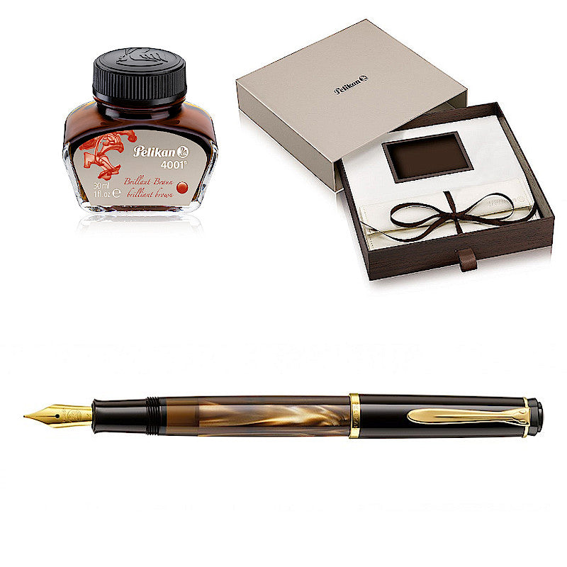 Pelikan Classic M200 Marron Jaspeado, Set Especial Caja Tinta 30ml