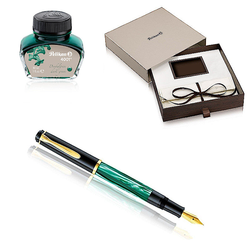 Pelikan Classic M200 Green Marbled, Special Set Box Ink 30ml