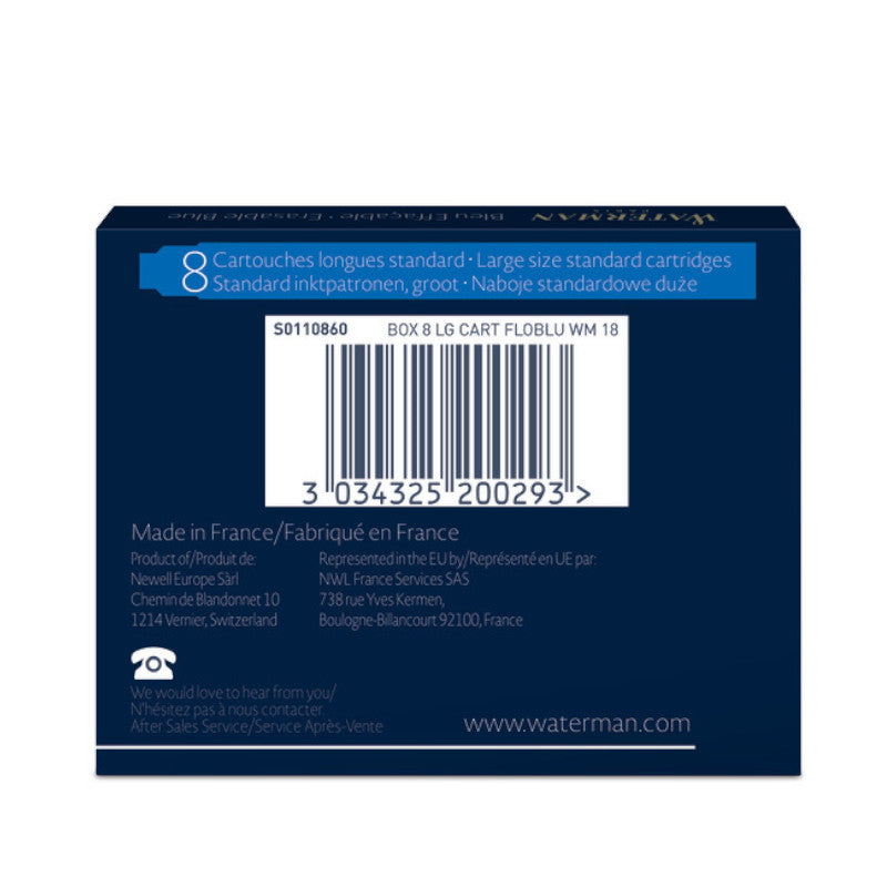 Waterman Long Ink Cartridge, Florida-Serenity Blue