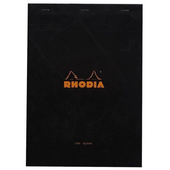 Rhodia N°16 Stapled Pad Black. LINED